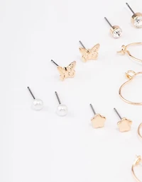 Gold Diamante Leaf Earring 12-Pack