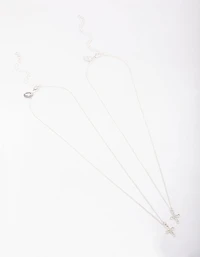 Silver Classic Diamante Cross Necklace Pack