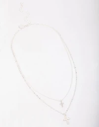 Silver Mixed Texture Cross Necklace
