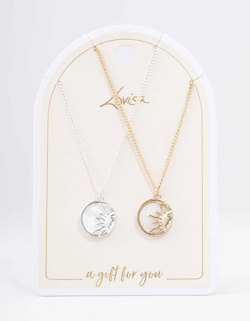 Mixed Metal Circular Sun Necklace