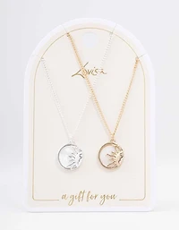 Mixed Metal Circular Sun Necklace