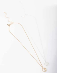 Mixed Metal Circular Sun Necklace
