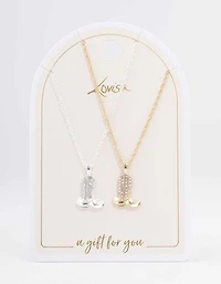 Mixed Metal Cowboy Boots Necklace Pack
