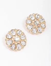 Boucles d’oreilles en forme de clous incrustées de fleurs dorées