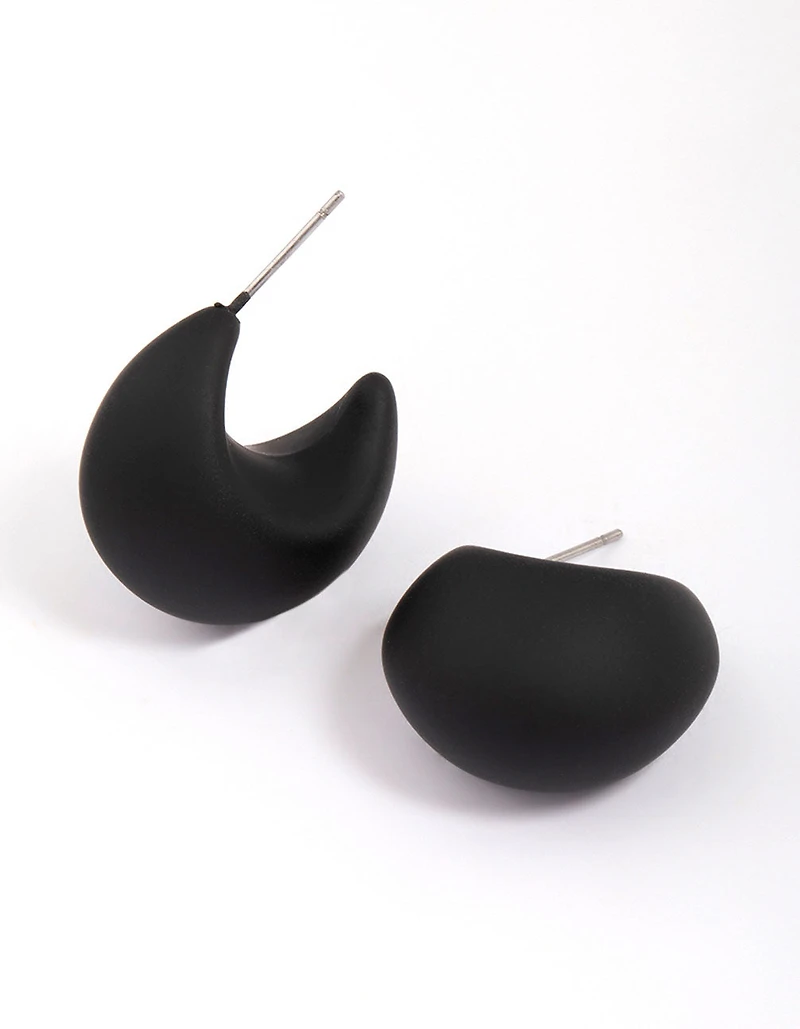 Boucles d’oreilles cerceaux Huggie courbées Black Chubby