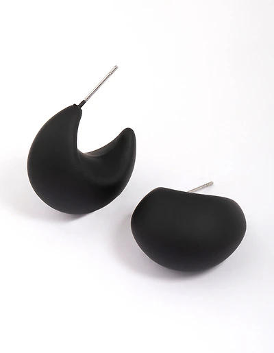 Boucles d’oreilles cerceaux Huggie courbées Black Chubby
