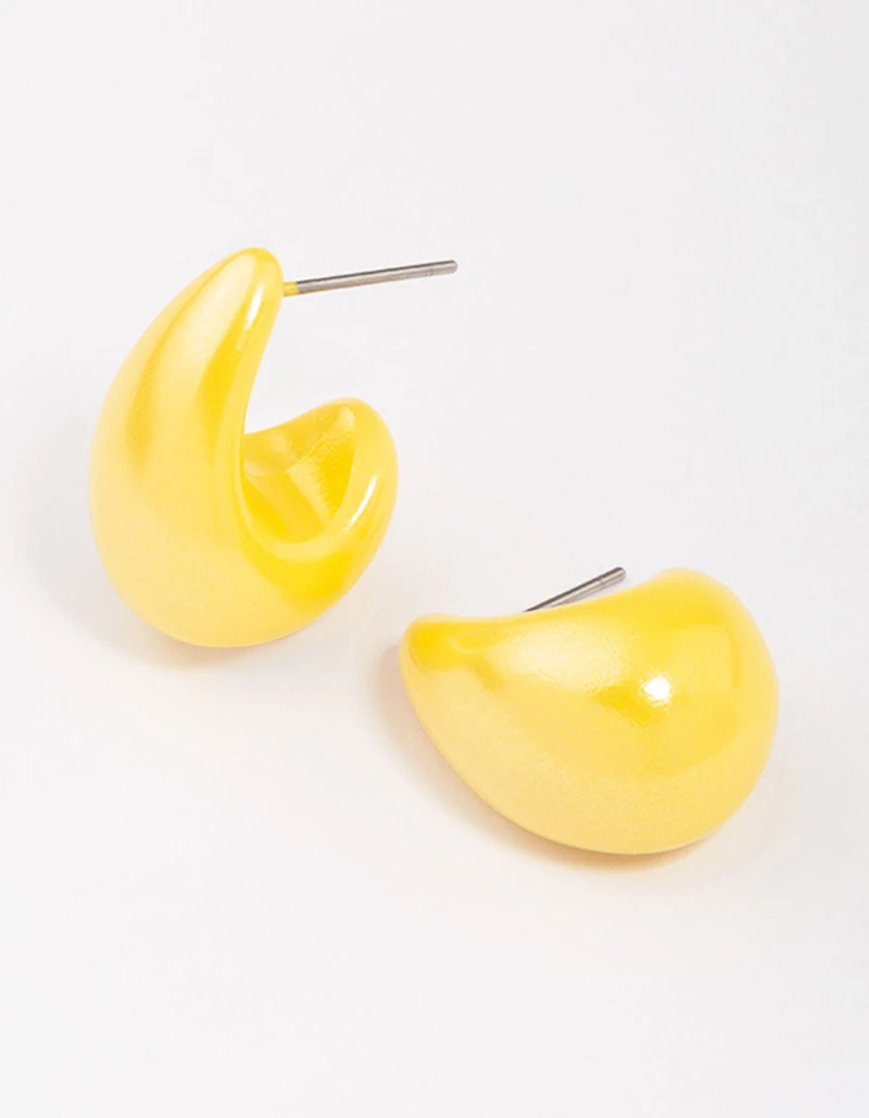 Boucles d’oreilles jaunes iridescentes en forme de goutte d’oreilles Huggie