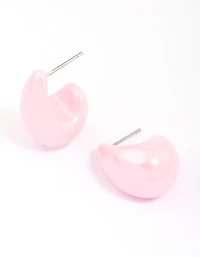 Pink Iridescent Teardrop Huggie Earrings