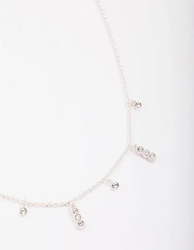 Silver Graduating Diamante Chain Necklace