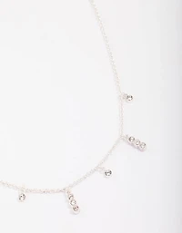 Silver Graduating Diamante Chain Necklace