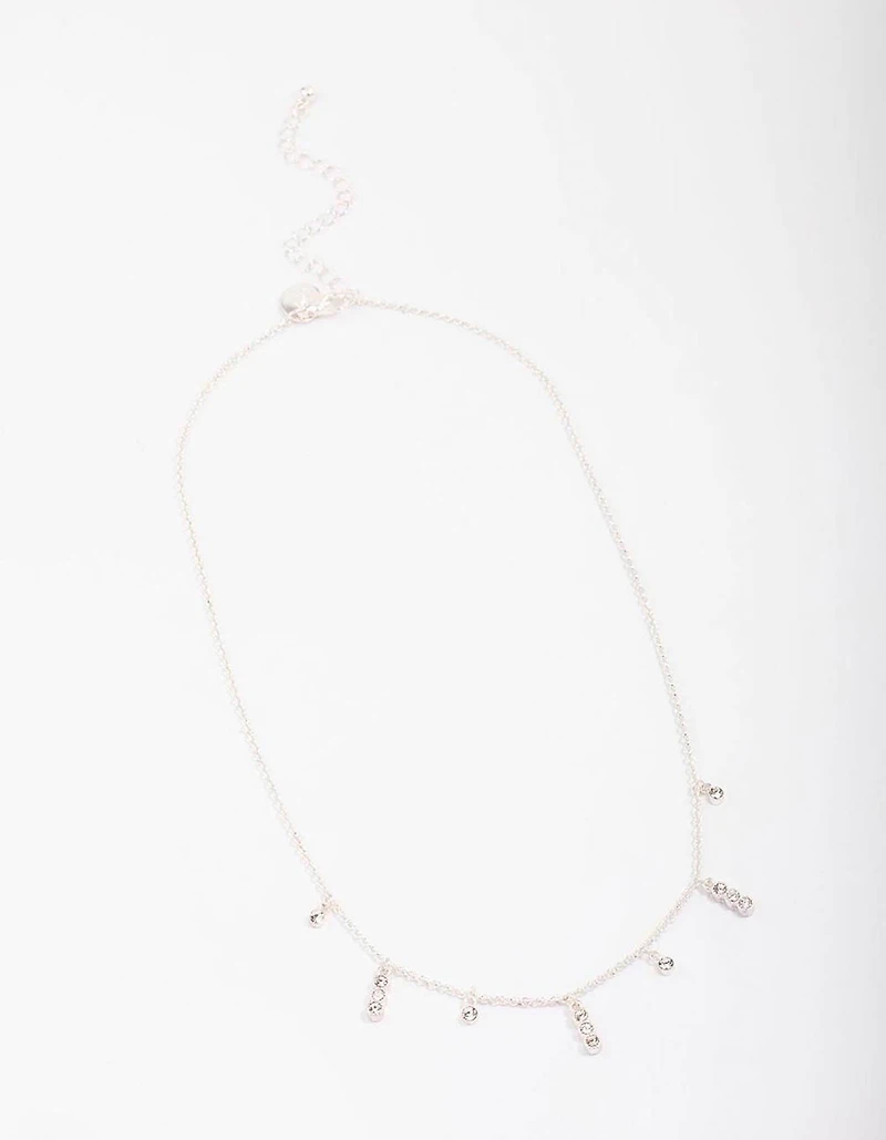 Silver Graduating Diamante Chain Necklace