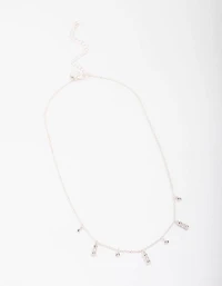 Silver Graduating Diamante Chain Necklace