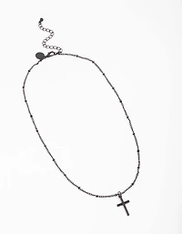 Black Classic Cross Ball Chain Necklace