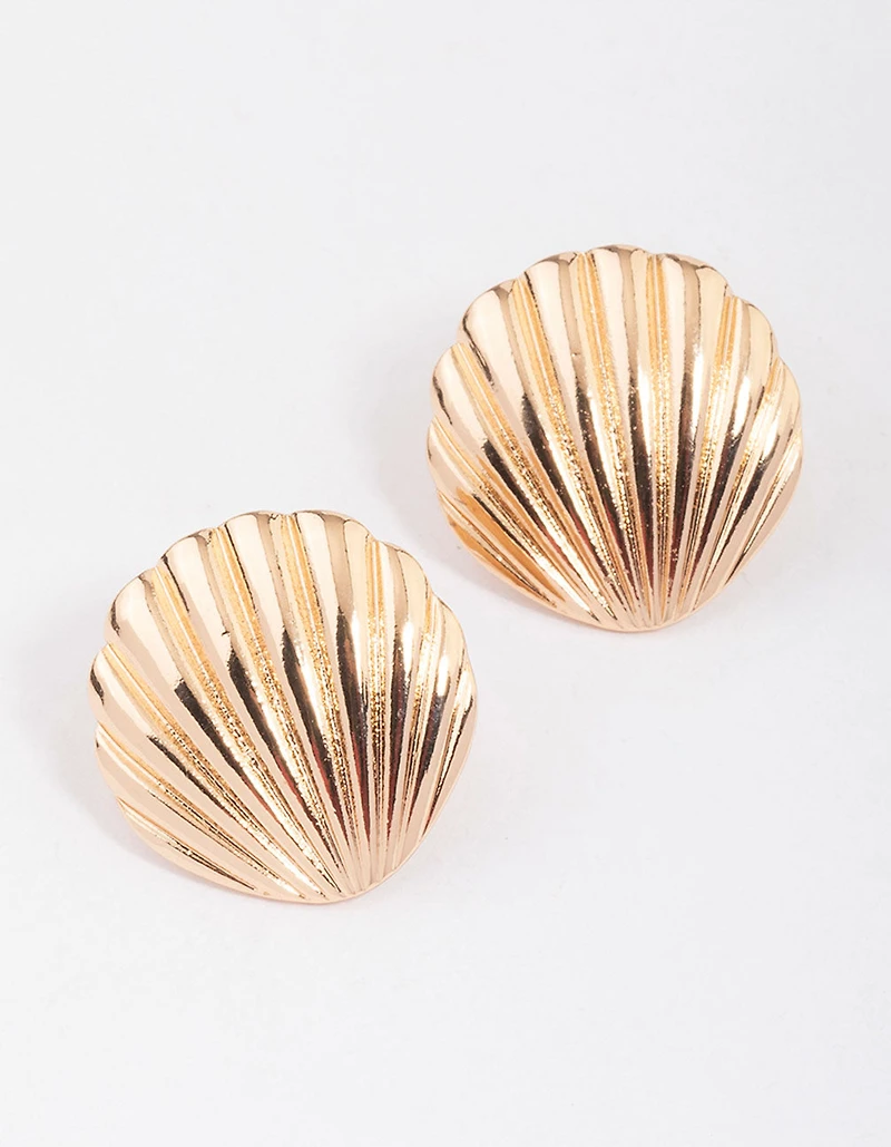 Grandes boucles d’oreilles en or en forme de clous de palourde