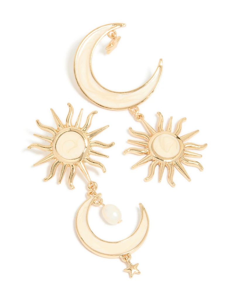 Gold Celestial Marble Drop Earrings