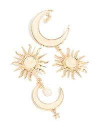 Gold Celestial Marble Drop Earrings