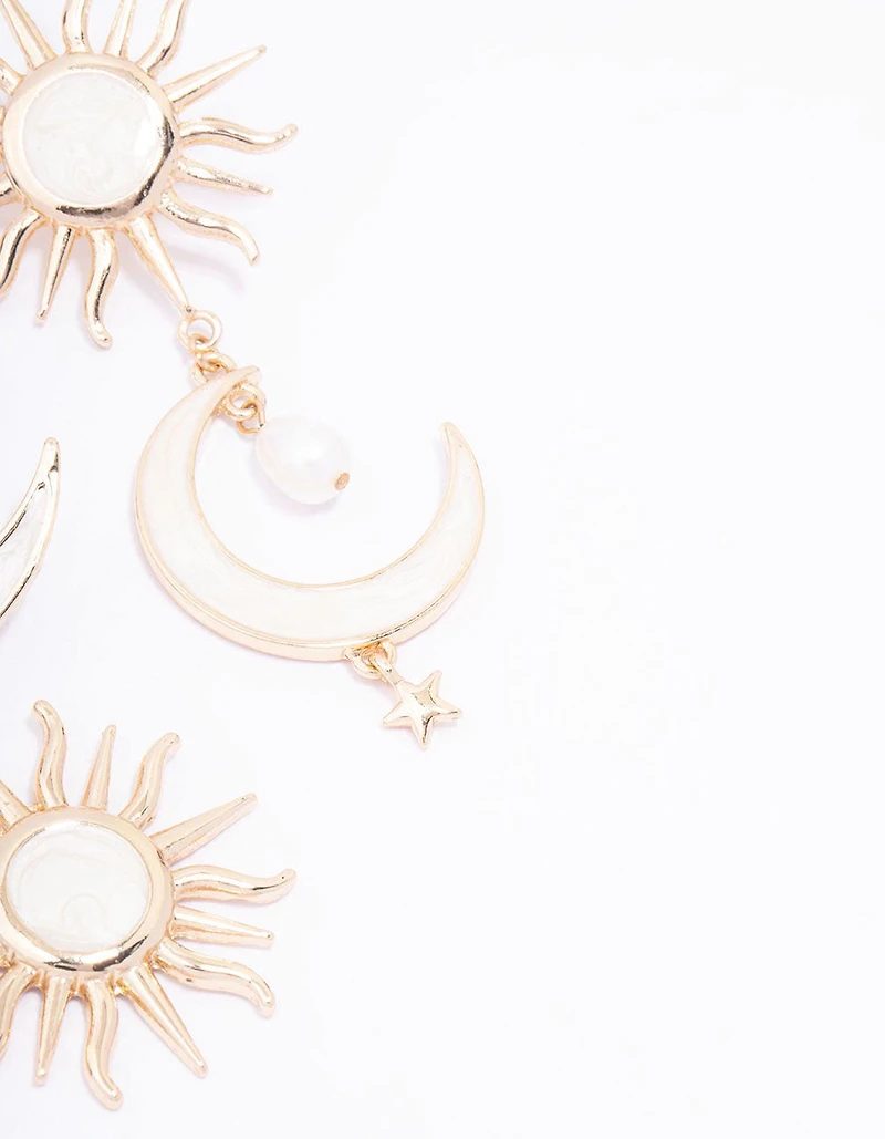 Gold Celestial Marble Drop Earrings