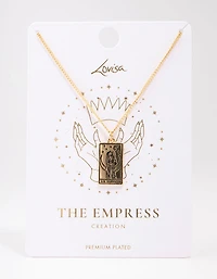 Gold Plated Empress Tarot Card Pendant Necklace