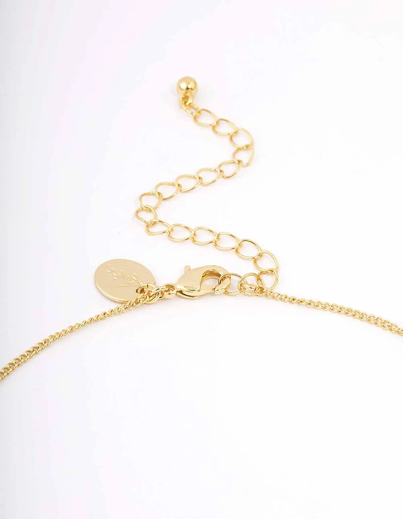 Gold Plated Mary Cross Charm Pendant Necklace