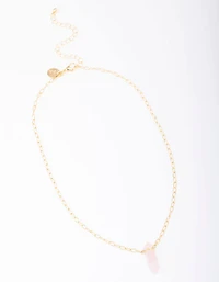 Gold Plated Rose Quartz Pointed Pendant Necklace