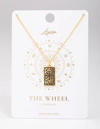 Gold Plated Wheel Tarot Card Pendant Necklace