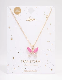Gold Plated Gleaming Butterfly Pendant Necklace