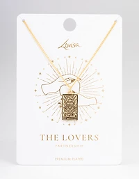 Gold Plated Lovers Tarot Card Pendant Necklace