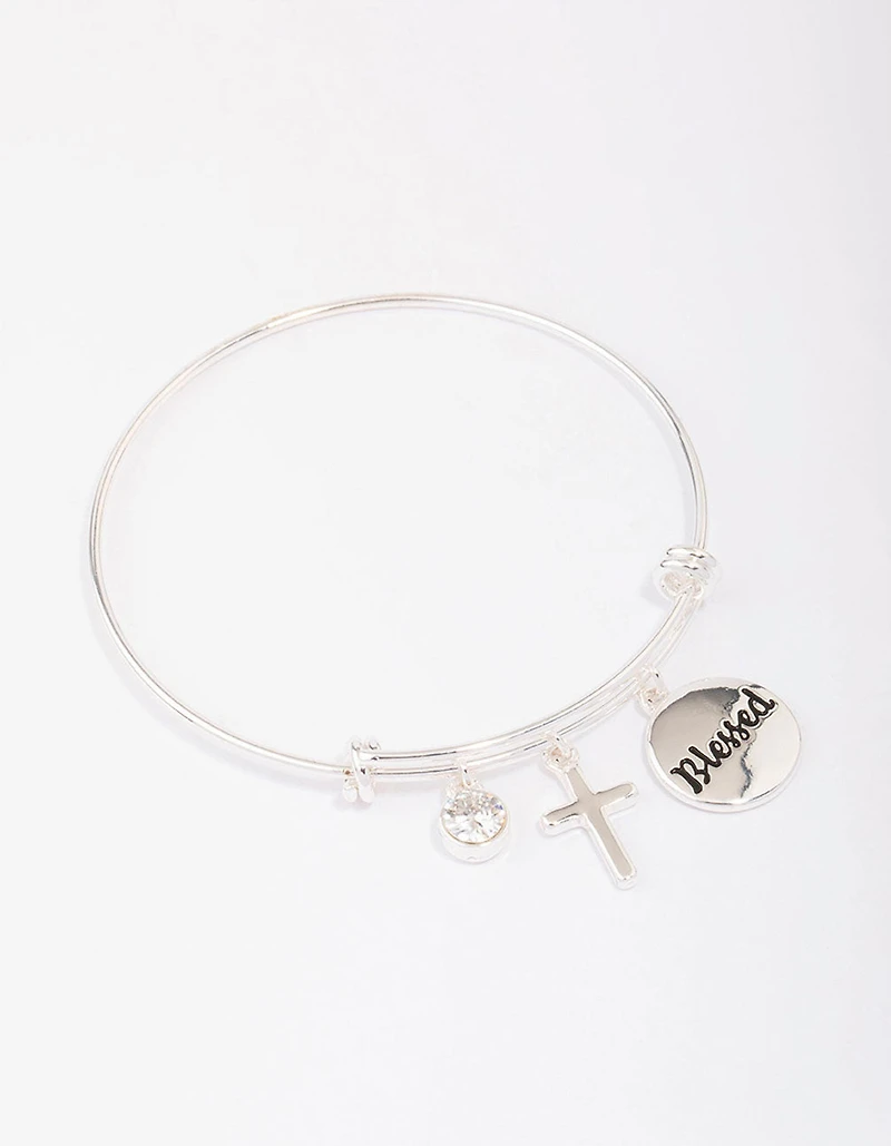 Bracelet de charme à disque plaqué argent