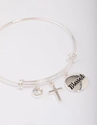 Bracelet de charme à disque plaqué argent