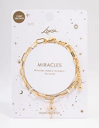 Gold Plated Cross Charm Chain Bracelet