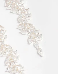 Silver Plated Cubic Zirconia Dainty Vine Drop Earrings