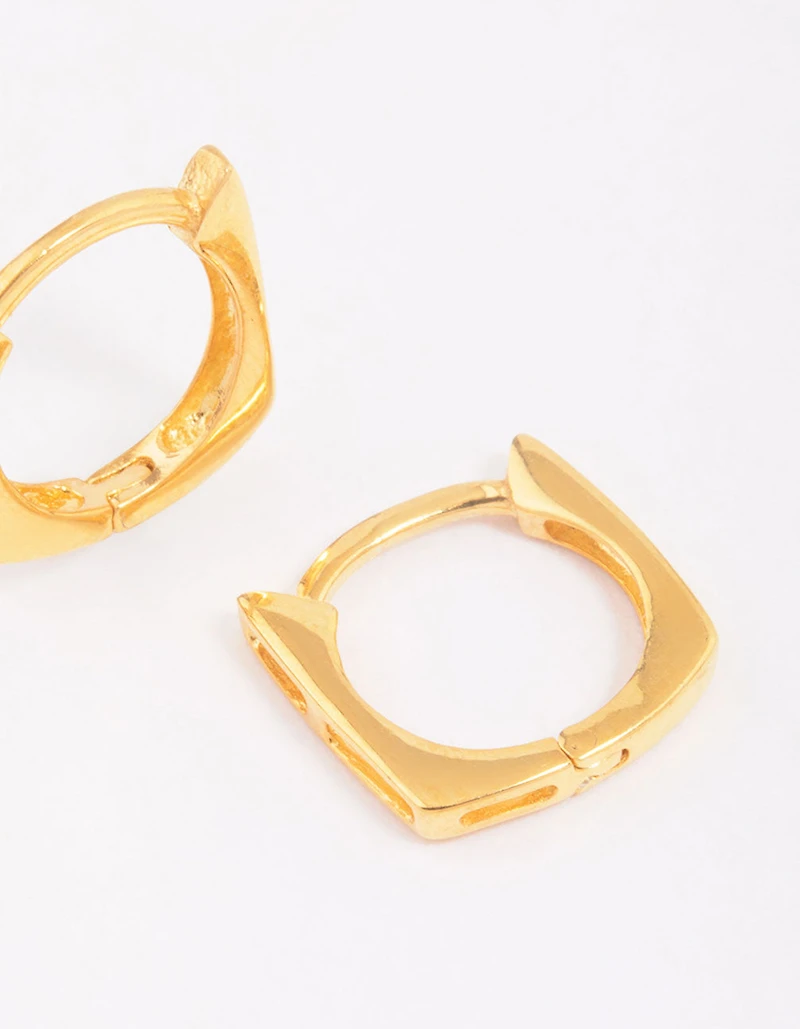 Gold Plated Sterling Silver Square Hoop Earrings