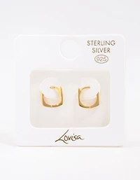 Gold Plated Sterling Silver Square Hoop Earrings