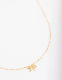 Gold Plated Sterling Silver Bow Pendant Necklace
