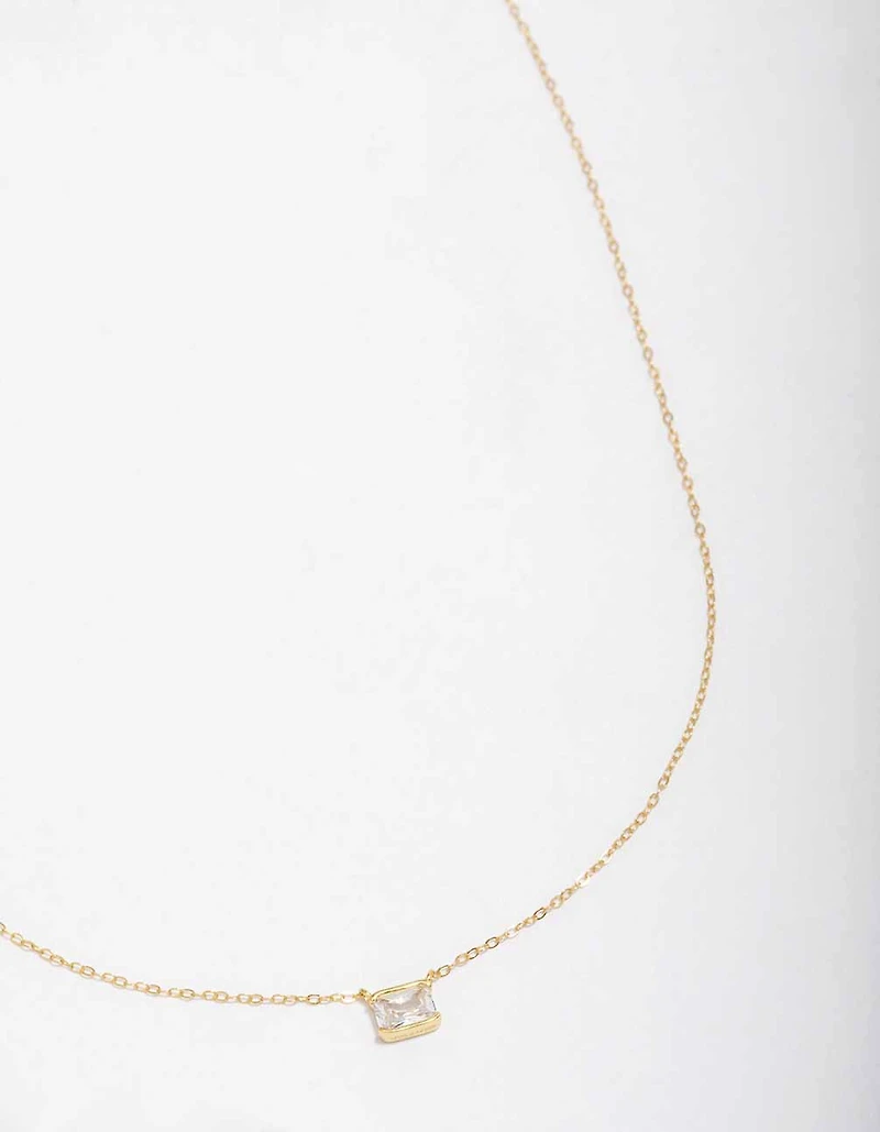 Gold Plated Sterling Silver Emerald Cut Pendant Necklace