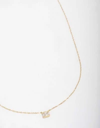 Gold Plated Sterling Silver Emerald Cut Pendant Necklace
