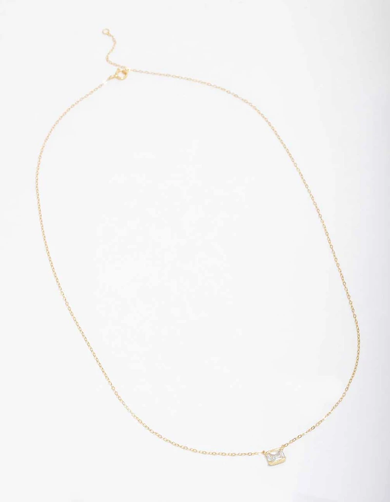 Gold Plated Sterling Silver Emerald Cut Pendant Necklace