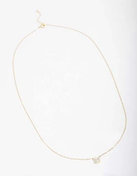 Gold Plated Sterling Silver Emerald Cut Pendant Necklace