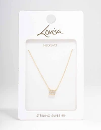 Gold Plated Sterling Silver Emerald Cut Pendant Necklace