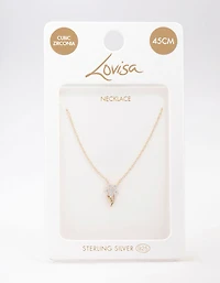 Gold Plated Sterling Silver Flower Stem Pendant Necklace