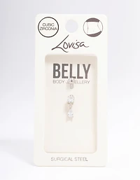 Surgical Steel Cubic Zirocnia Pear Drop Belly Piercing