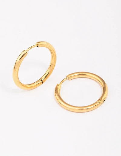 Gold Plated Surgical Steel Polished Hoop Earrings 18mm
