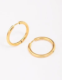 Gold Plated Surgical Steel Polished Hoop Earrings 18mm