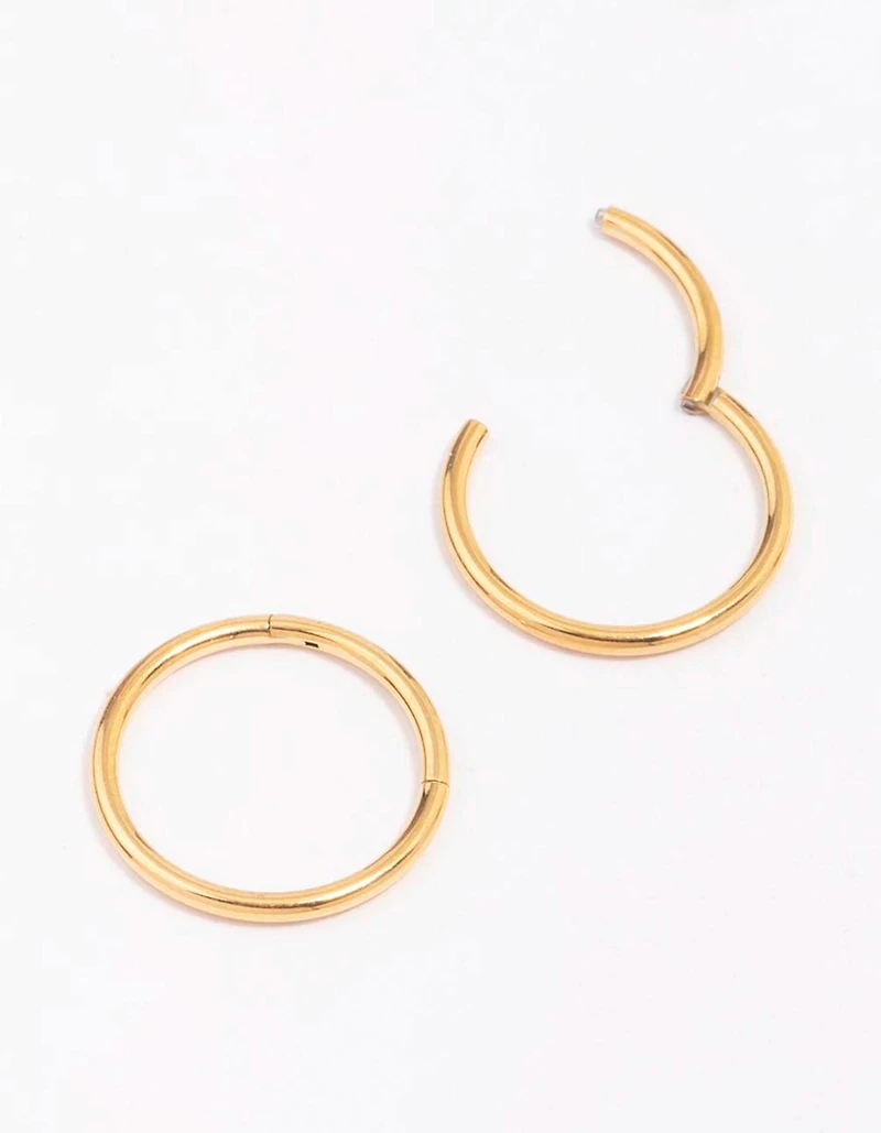 Gold Plated Surgical Steel Sleeper Earrings 12mm