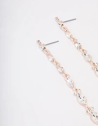 Rose Gold Pear Cup Chain Drop Earrings