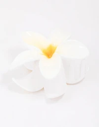 White Frangipani Flower Hair Claw Clip