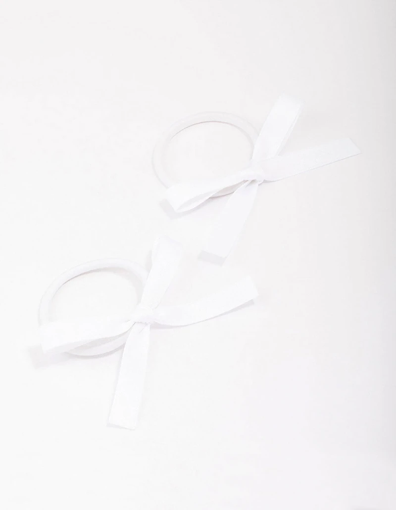 White Mini Bow Hair Tie Pack