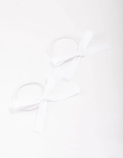 White Mini Bow Hair Tie Pack