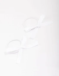 White Mini Bow Hair Tie Pack