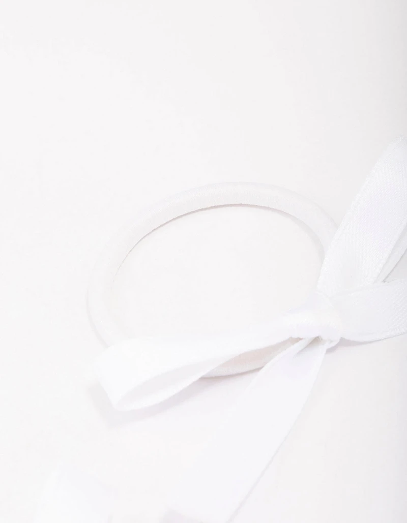 Paquet d’élastiques à cheveux avec mini nœud blanc